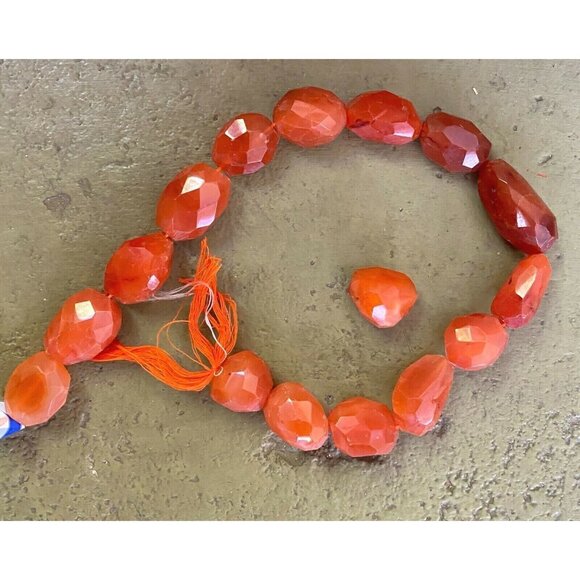 Large Faceted Carnelian Loose Beads 20 - 33 mm in length 637.864 cts